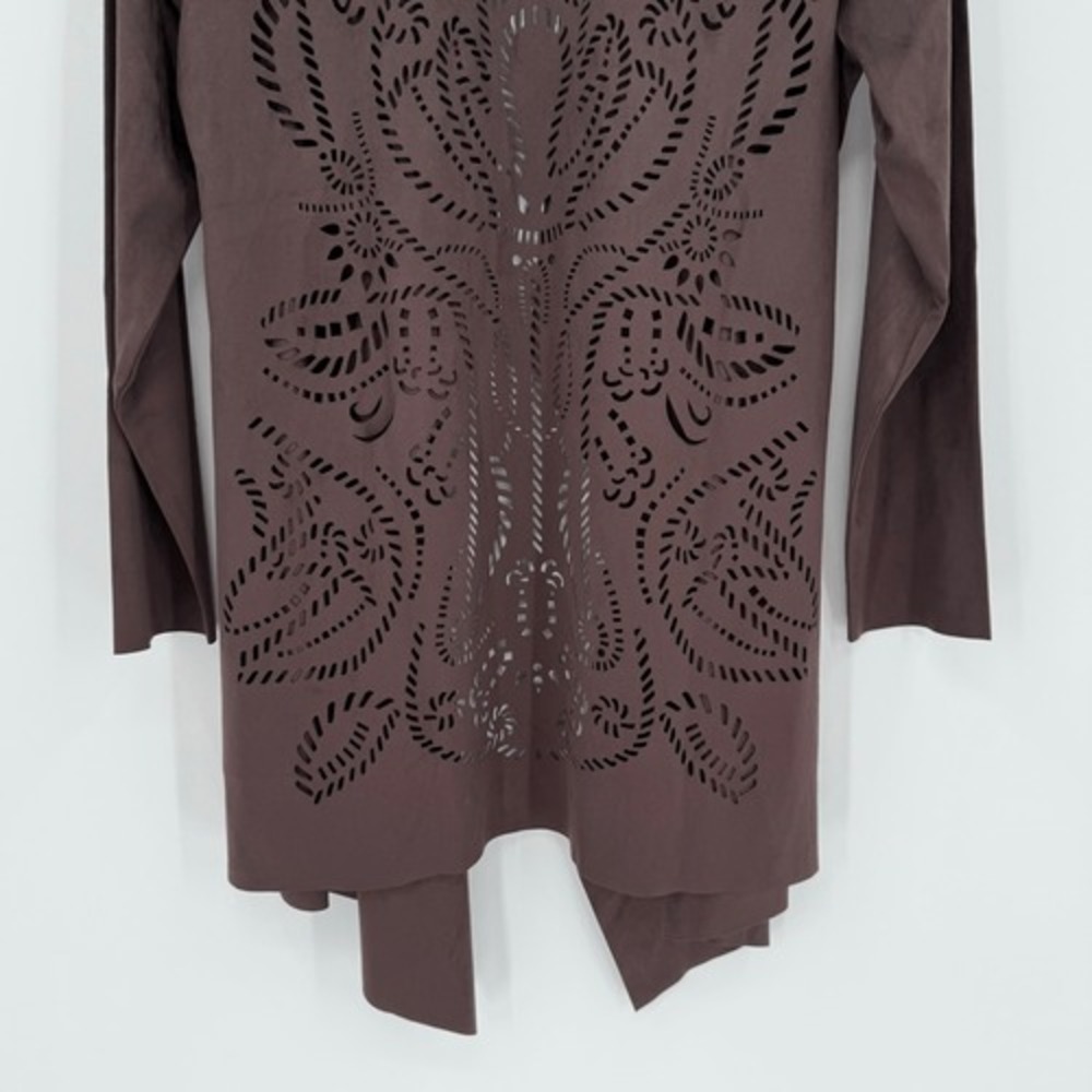 Soft Surroundings Robin Faux-Suede Jacket Burnt Hickory Brown Laser-Cut Large - Picture 6 of 9